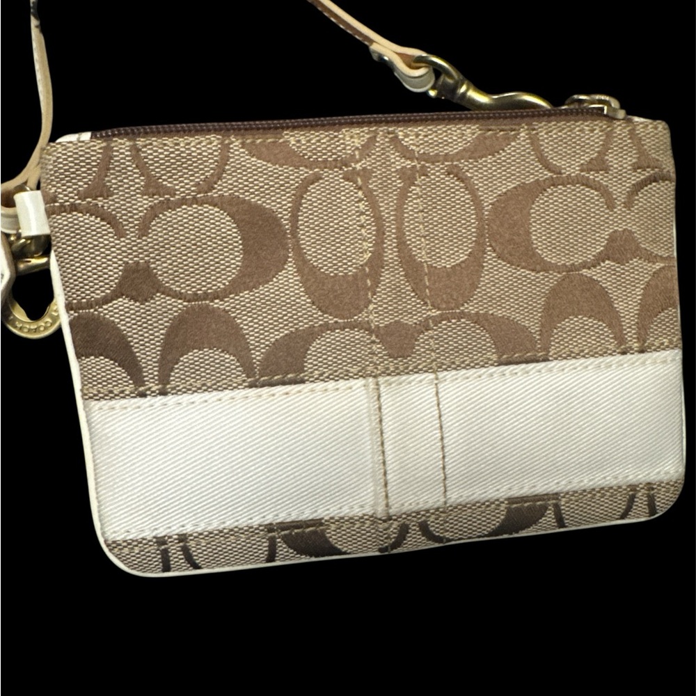 Coach Brown and Cream Signature Wristlet. EUC